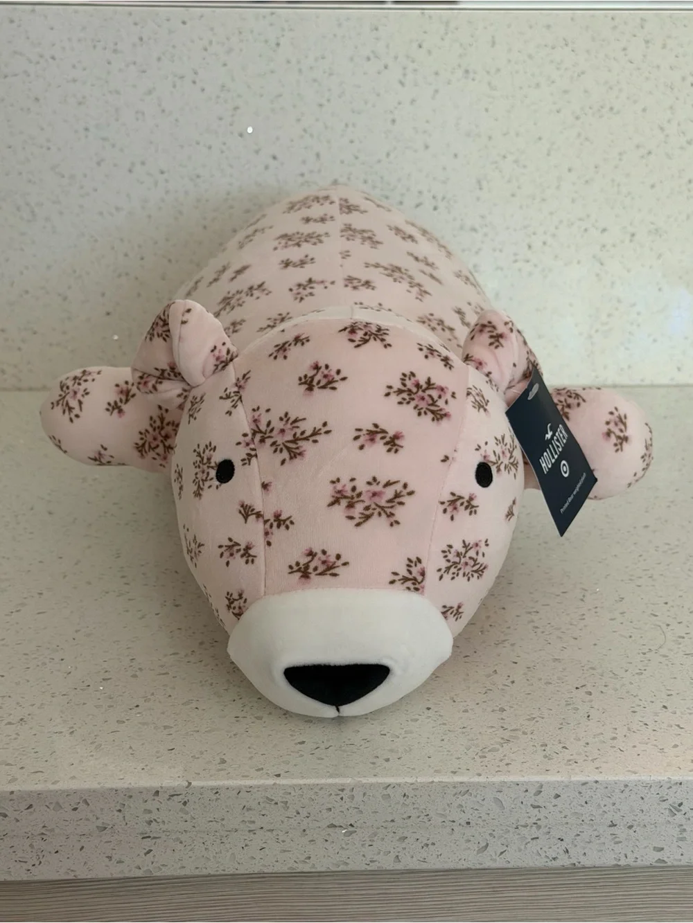 Hollister Light Pink Floral Plush Bear Pillow